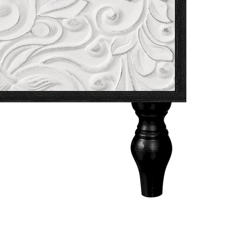 Vintage Carved Symmetrical Cabinet with Black Frame