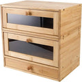 Bamboo Bread Box with 2 Stackable Tiers