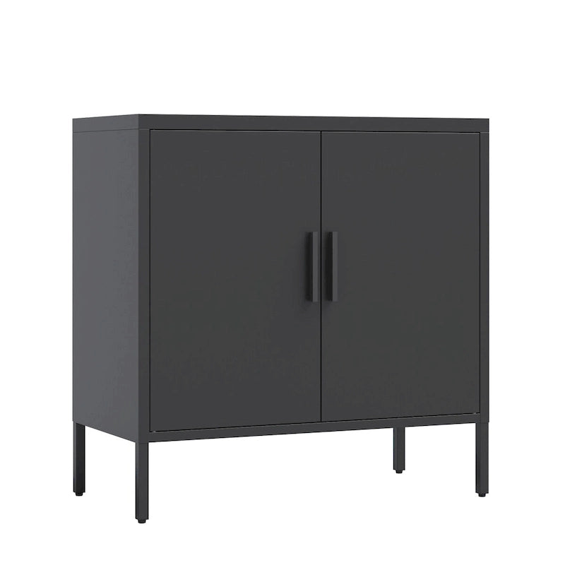 Metal Storage Cabinet with 2 Doors and 2 Adjustable Shelves