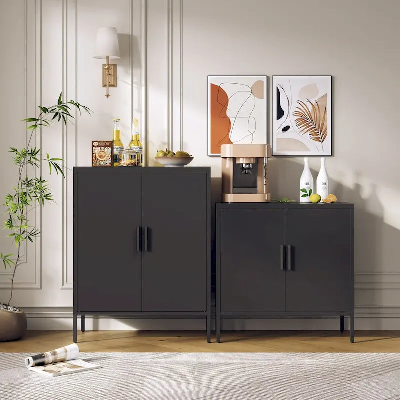 Metal Storage Cabinet with 2 Doors and 2 Adjustable Shelves