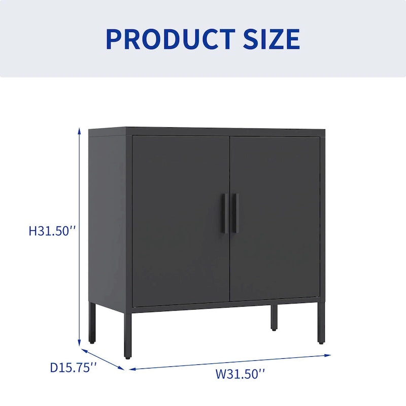 Metal Storage Cabinet with 2 Doors and 2 Adjustable Shelves