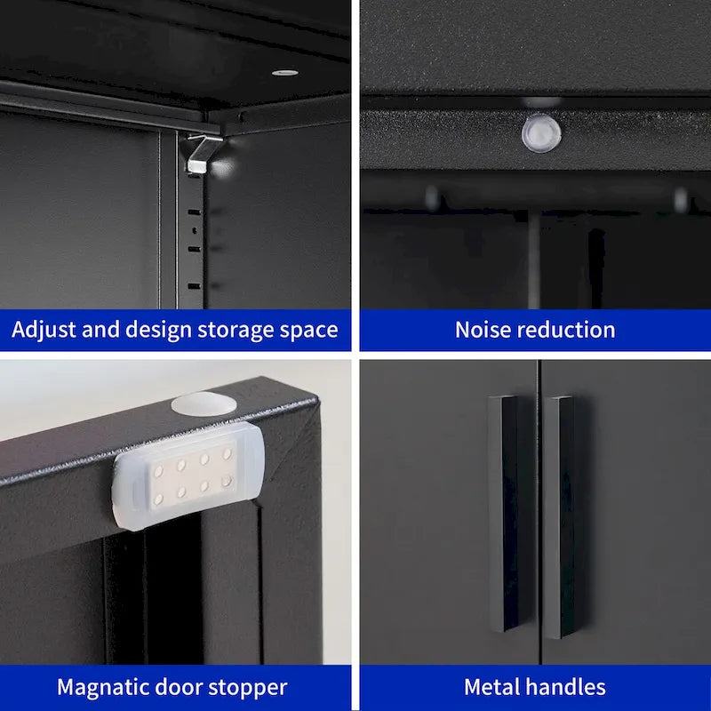 Metal Storage Cabinet with 2 Doors and 2 Adjustable Shelves