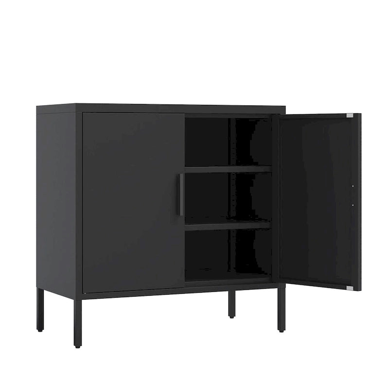 Metal Storage Cabinet with 2 Doors and 2 Adjustable Shelves