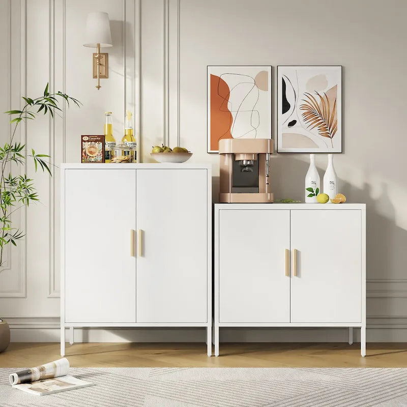 Metal Storage Cabinet with 2 Doors and 2 Adjustable Shelves