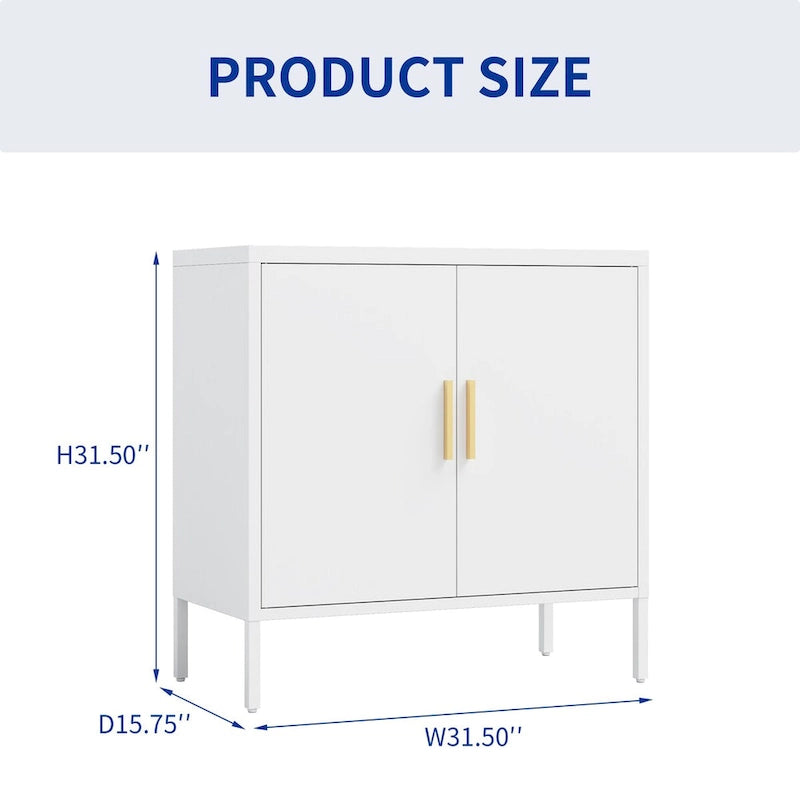 Metal Storage Cabinet with 2 Doors and 2 Adjustable Shelves