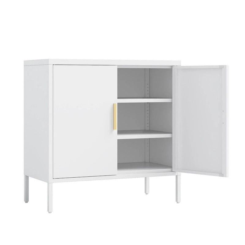 Metal Storage Cabinet with 2 Doors and 2 Adjustable Shelves