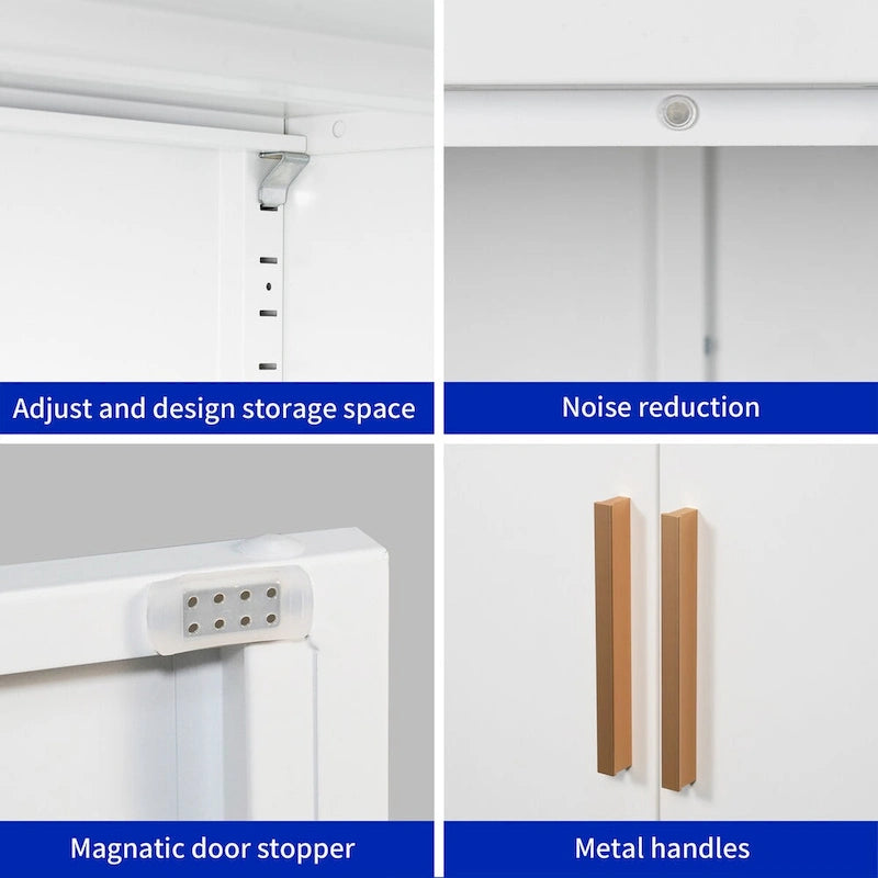 Metal Storage Cabinet with 2 Doors and 2 Adjustable Shelves