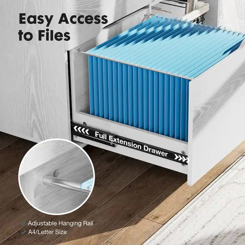 3 Drawer Mobile Filing Cabinet with Open Storage Shelves