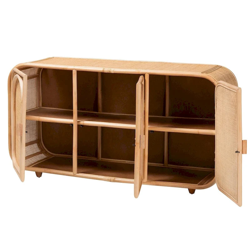 Bohemian Natural Rattan 3-Door Storage Cabinet