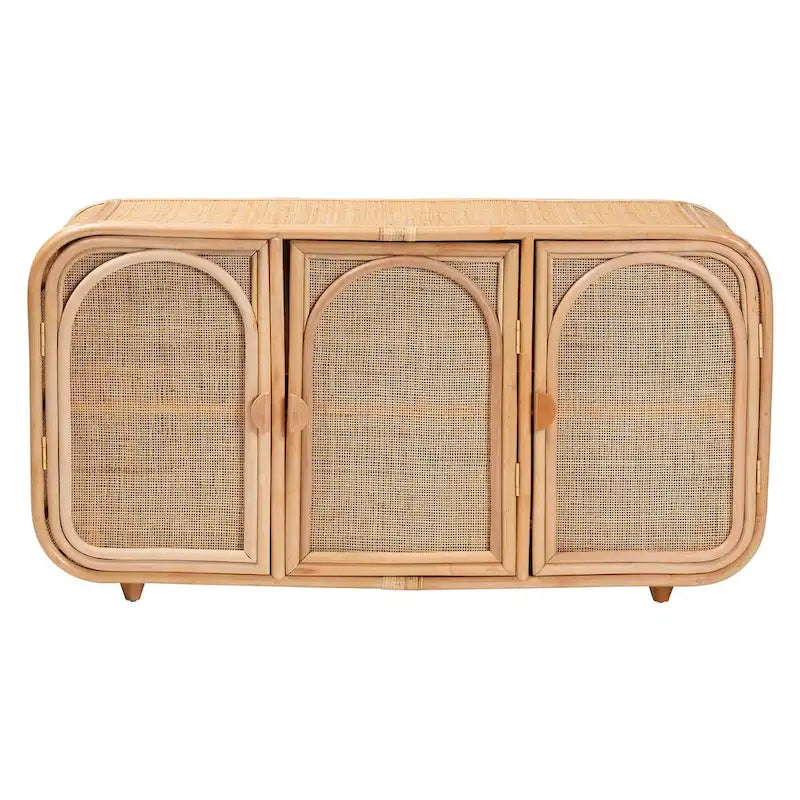 Bohemian Natural Rattan 3-Door Storage Cabinet