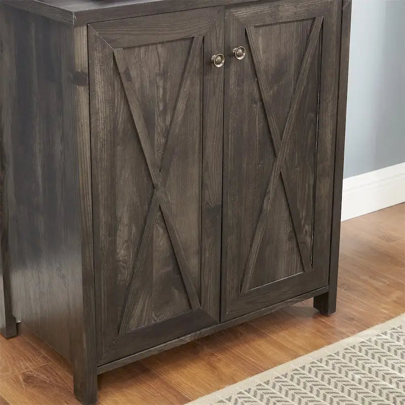 Coffee Bar Cabinet with Microwave Stand & Metal Frame