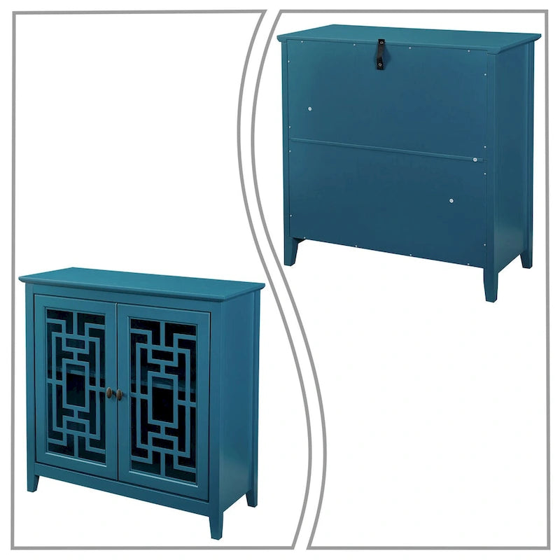 Vintage Style Wooden Sideboard, Teal Blue