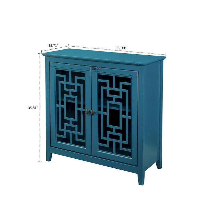 Vintage Style Wooden Sideboard, Teal Blue