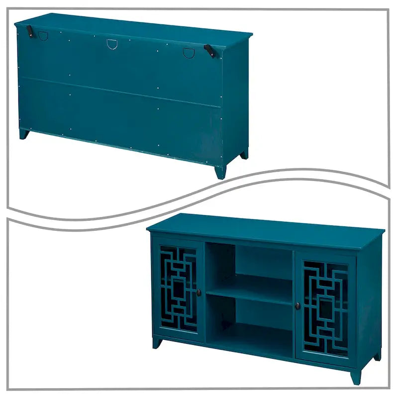 Vintage Style Wooden Sideboard, Teal Blue