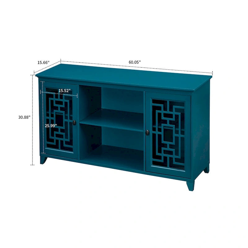 Vintage Style Wooden Sideboard, Teal Blue