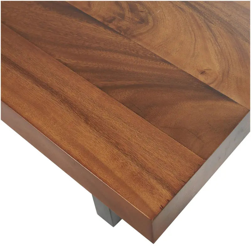 Wood Home Bench with Black Metal Legs - Brown